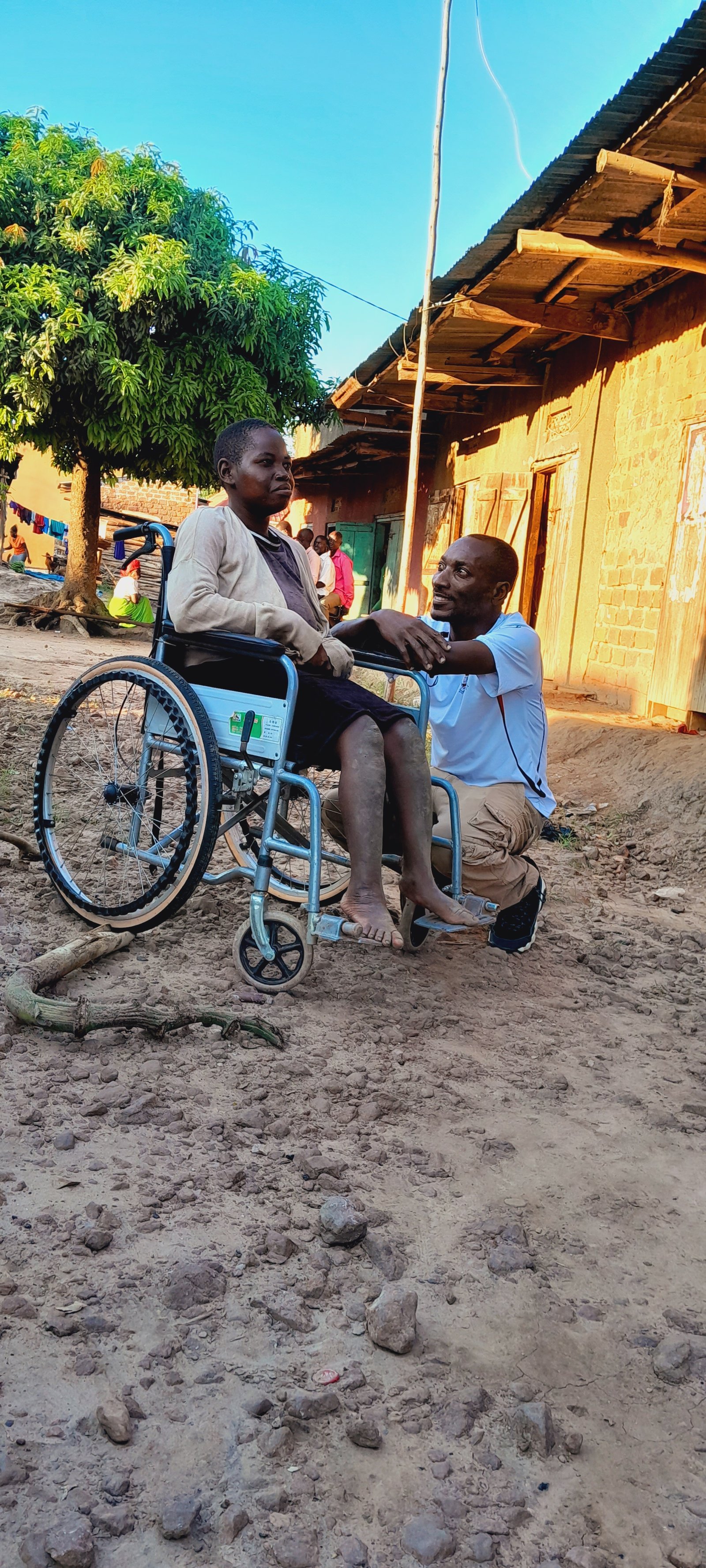 Child receiving wheelchair